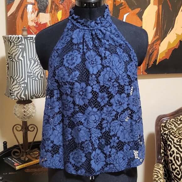 Free People Tops - Free People Blue Lace Halter